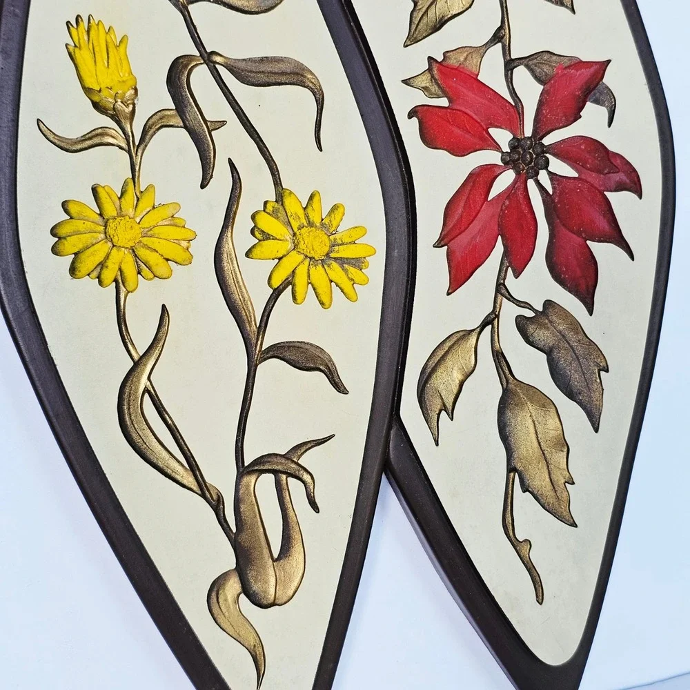 1962 Richter Floral Wall Plaque Mid Century Modern MCM Diamond Art Retro Kitsch